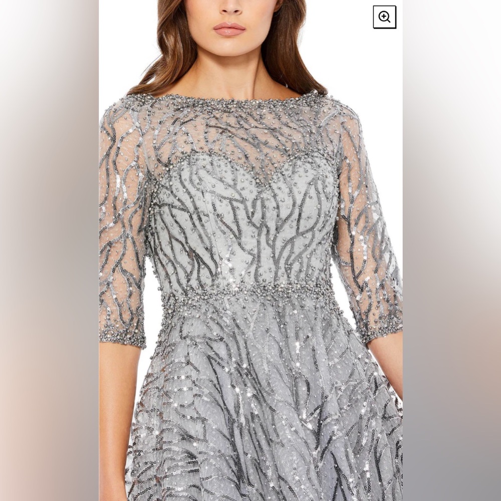 Elbow sleeve bateau neck midi gown - Picture 3 of 3